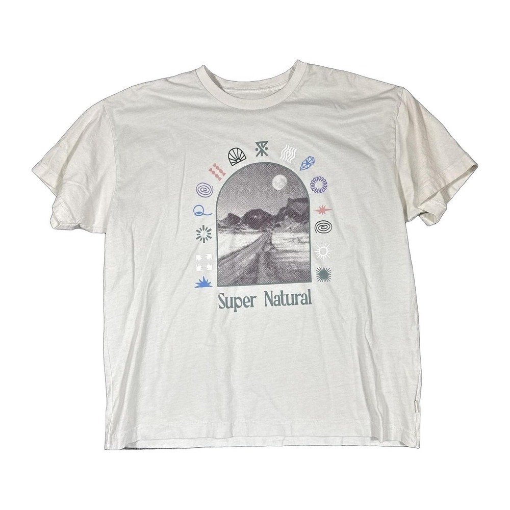 Roark Super Natural Graphic Tee Mens Small Off White Pigment Dyed Organic Cotton